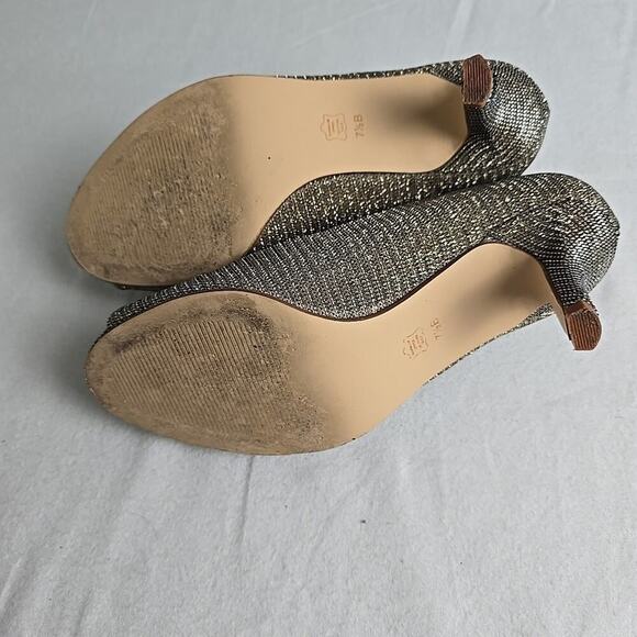 Caparros Heels Womens 7.5B Pumps‎ Floral Sparkly Gold Silver Cocktail Wedding - Picture 6 of 9